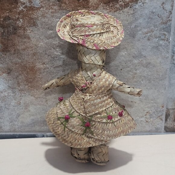 Vintage Handmade Straw Girl Doll - Picture 2 of 10